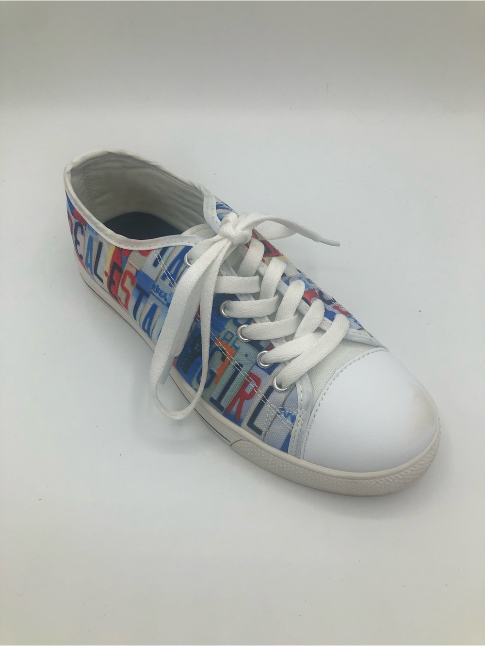 Women’s White Multicolor Graphic Scripture « Blessed Girl » Lace-Up Sneaker